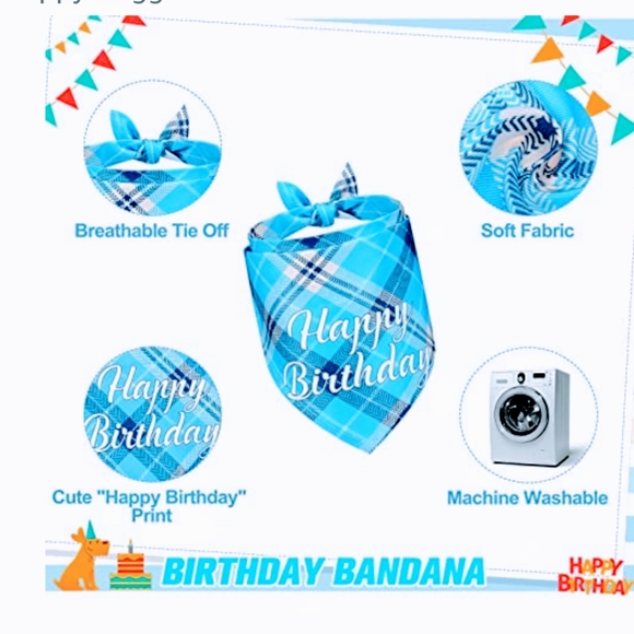 Birthday Clothing for Pets Bowtie Hat Scarf and Interchangeable Numbers Blue - Picture 3 of 3